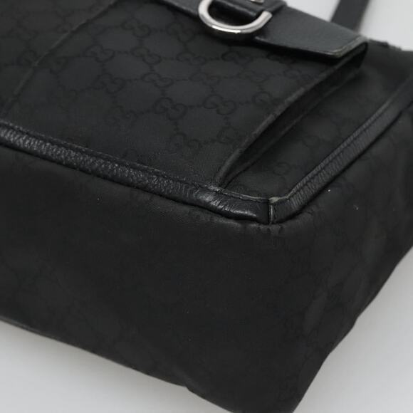 GUCCI GG Canvas Tote Bag Nylon Outlet Black Silver - Picture 10 of 16